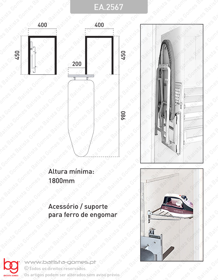 T�bua de engomar extra�vel hidr�ulica